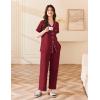 Ekouaer Women’s 100% Cotton Pajamas Set Short Sleeve Button Down Pjs 2 Piece Soft Sleepwear with Long Pants Lounge Set(Wine Red)