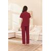 Ekouaer Women’s 100% Cotton Pajamas Set Short Sleeve Button Down Pjs 2 Piece Soft Sleepwear with Long Pants Lounge Set(Wine Red)