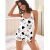 Ekouaer Womens Cami Pajama Set Sleeveless Racerback Tank Top Pjs Soft Sleepwear(Cow)