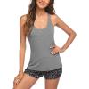 Ekouaer Womens Cami Pajama Set Sleeveless Racerback Tank Top Pjs Soft Sleepwear(Dark Grey Floral)