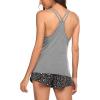 Ekouaer Womens Cami Pajama Set Sleeveless Racerback Tank Top Pjs Soft Sleepwear(Dark Grey Floral)