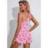 Ekouaer Womens Cami Pajama Set Sleeveless Racerback Tank Top Pjs Soft Sleepwear(Red Cherry)