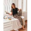Ekouaer Womens Jogger Pajamas Sets 2 Piece Raglan Short Sleeve Pjs Lounge Set Soft Sleepwear with Pockets S-XXL(Black Leopard)
