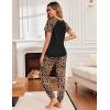 Ekouaer Womens Jogger Pajamas Sets 2 Piece Raglan Short Sleeve Pjs Lounge Set Soft Sleepwear with Pockets S-XXL(Black Leopard)