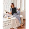 Ekouaer Womens Jogger Pajamas Sets 2 Piece Raglan Short Sleeve Pjs Lounge Set Soft Sleepwear with Pockets S-XXL(Black Striped)