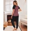 Ekouaer Womens Jogger Pajamas Sets 2 Piece Raglan Short Sleeve Pjs Lounge Set Soft Sleepwear with Pockets S-XXL(Dark Red)