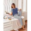 Ekouaer Womens Jogger Pajamas Sets 2 Piece Raglan Short Sleeve Pjs Lounge Set Soft Sleepwear with Pockets S-XXL(Deep Blue)