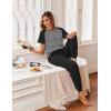 Ekouaer Womens Jogger Pajamas Sets 2 Piece Raglan Short Sleeve Pjs Lounge Set Soft Sleepwear with Pockets S-XXL(Grey)