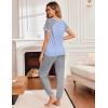 Ekouaer Womens Jogger Pajamas Sets 2 Piece Raglan Short Sleeve Pjs Lounge Set Soft Sleepwear with Pockets S-XXL(Light Blue)