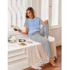 Ekouaer Womens Jogger Pajamas Sets 2 Piece Raglan Short Sleeve Pjs Lounge Set Soft Sleepwear with Pockets S-XXL(Light Blue)