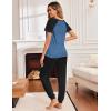 Ekouaer Womens Jogger Pajamas Sets 2 Piece Raglan Short Sleeve Pjs Lounge Set Soft Sleepwear with Pockets S-XXL(Navy Blue)