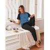 Ekouaer Womens Jogger Pajamas Sets 2 Piece Raglan Short Sleeve Pjs Lounge Set Soft Sleepwear with Pockets S-XXL(Navy Blue)