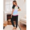 Ekouaer Womens Jogger Pajamas Sets 2 Piece Raglan Short Sleeve Pjs Lounge Set Soft Sleepwear with Pockets S-XXL(Tie-dye Green)