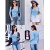 Ekouaer Women’s Long Sleeve Henley T Shirts Fall Button Tops Slim Fit Casual Blouse Soft Thermal Undershirts(Blue)