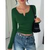 Ekouaer Women’s Long Sleeve Henley T Shirts Fall Button Tops Slim Fit Casual Blouse Soft Thermal Undershirts(Green)