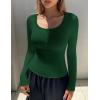 Ekouaer Women’s Long Sleeve Henley T Shirts Fall Button Tops Slim Fit Casual Blouse Soft Thermal Undershirts(Green)
