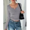 Ekouaer Women’s Long Sleeve Henley T Shirts Fall Button Tops Slim Fit Casual Blouse Soft Thermal Undershirts(Light Gray)