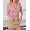 Ekouaer Women’s Long Sleeve Henley T Shirts Fall Button Tops Slim Fit Casual Blouse Soft Thermal Undershirts(Pink)