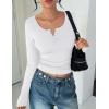 Ekouaer Women’s Long Sleeve Henley T Shirts Fall Button Tops Slim Fit Casual Blouse Soft Thermal Undershirts(White)