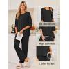 Ekouaer Womens Lounge Sets 2 Piece Pajamas Sets 3/4 Sleeve Tops and Long Pants Soft Pjs Loungewear with Pockets(Black)
