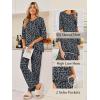 Ekouaer Womens Lounge Sets 2 Piece Pajamas Sets 3/4 Sleeve Tops and Long Pants Soft Pjs Loungewear with Pockets(Black Leopard)