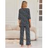 Ekouaer Womens Lounge Sets 2 Piece Pajamas Sets 3/4 Sleeve Tops and Long Pants Soft Pjs Loungewear with Pockets(Black Leopard)