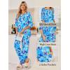 Ekouaer Womens Lounge Sets 2 Piece Pajamas Sets 3/4 Sleeve Tops and Long Pants Soft Pjs Loungewear with Pockets(Blue Floral Print)