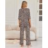 Ekouaer Womens Lounge Sets 2 Piece Pajamas Sets 3/4 Sleeve Tops and Long Pants Soft Pjs Loungewear with Pockets(Brown Leopard)