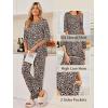 Ekouaer Womens Lounge Sets 2 Piece Pajamas Sets 3/4 Sleeve Tops and Long Pants Soft Pjs Loungewear with Pockets(Brown Leopard)