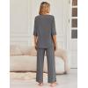 Ekouaer Womens Lounge Sets 2 Piece Pajamas Sets 3/4 Sleeve Tops and Long Pants Soft Pjs Loungewear with Pockets(Dark Grey)