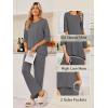 Ekouaer Womens Lounge Sets 2 Piece Pajamas Sets 3/4 Sleeve Tops and Long Pants Soft Pjs Loungewear with Pockets(Dark Grey)