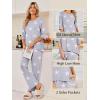 Ekouaer Womens Lounge Sets 2 Piece Pajamas Sets 3/4 Sleeve Tops and Long Pants Soft Pjs Loungewear with Pockets(Grey Star)