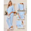Ekouaer Womens Lounge Sets 2 Piece Pajamas Sets 3/4 Sleeve Tops and Long Pants Soft Pjs Loungewear with Pockets(Light Blue Star)
