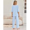 Ekouaer Womens Lounge Sets 2 Piece Pajamas Sets 3/4 Sleeve Tops and Long Pants Soft Pjs Loungewear with Pockets(Light Blue Star)
