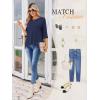 Ekouaer Womens Lounge Sets 2 Piece Pajamas Sets 3/4 Sleeve Tops and Long Pants Soft Pjs Loungewear with Pockets(Navy Blue)