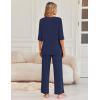 Ekouaer Womens Lounge Sets 2 Piece Pajamas Sets 3/4 Sleeve Tops and Long Pants Soft Pjs Loungewear with Pockets(Navy Blue)