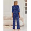 Ekouaer Womens Lounge Sets 2 Piece Pajamas Sets 3/4 Sleeve Tops and Long Pants Soft Pjs Loungewear with Pockets(Navy Star)