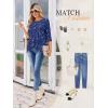 Ekouaer Womens Lounge Sets 2 Piece Pajamas Sets 3/4 Sleeve Tops and Long Pants Soft Pjs Loungewear with Pockets(Navy Star)