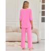 Ekouaer Womens Lounge Sets 2 Piece Pajamas Sets 3/4 Sleeve Tops and Long Pants Soft Pjs Loungewear with Pockets(Pink)