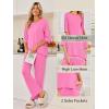 Ekouaer Womens Lounge Sets 2 Piece Pajamas Sets 3/4 Sleeve Tops and Long Pants Soft Pjs Loungewear with Pockets(Pink)