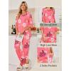 Ekouaer Womens Lounge Sets 2 Piece Pajamas Sets 3/4 Sleeve Tops and Long Pants Soft Pjs Loungewear with Pockets(Pink Floral Print)