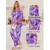 Ekouaer Womens Lounge Sets 2 Piece Pajamas Sets 3/4 Sleeve Tops and Long Pants Soft Pjs Loungewear with Pockets(Purple Paisley)