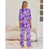 Ekouaer Womens Lounge Sets 2 Piece Pajamas Sets 3/4 Sleeve Tops and Long Pants Soft Pjs Loungewear with Pockets(Purple Paisley)