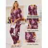 Ekouaer Womens Lounge Sets 2 Piece Pajamas Sets 3/4 Sleeve Tops and Long Pants Soft Pjs Loungewear with Pockets(Red Floral Print)