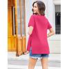 Ekouaer Women’s Maternity Shirts Short Sleeve Pregnancy Tops Blouses Split Side Casual Crewneck Pregnant Tunic Tee(Hot Pink)