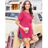 Ekouaer Women’s Maternity Shirts Short Sleeve Pregnancy Tops Blouses Split Side Casual Crewneck Pregnant Tunic Tee(Hot Pink)