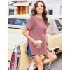 Ekouaer Women’s Maternity Shirts Short Sleeve Pregnancy Tops Blouses Split Side Casual Crewneck Pregnant Tunic Tee(Red Purple)