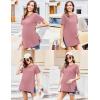Ekouaer Women’s Maternity Shirts Short Sleeve Pregnancy Tops Blouses Split Side Casual Crewneck Pregnant Tunic Tee(Red Purple)