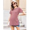 Ekouaer Women’s Maternity Shirts Short Sleeve Pregnancy Tops Blouses Split Side Casual Crewneck Pregnant Tunic Tee(Red Purple)