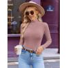 Ekouaer Women’s Mock Turtleneck Long Sleeve Shirts Ribbed Knit Lightweight Pullover Sweater Stretch Fitted Thermal Top(Dusty Pink)